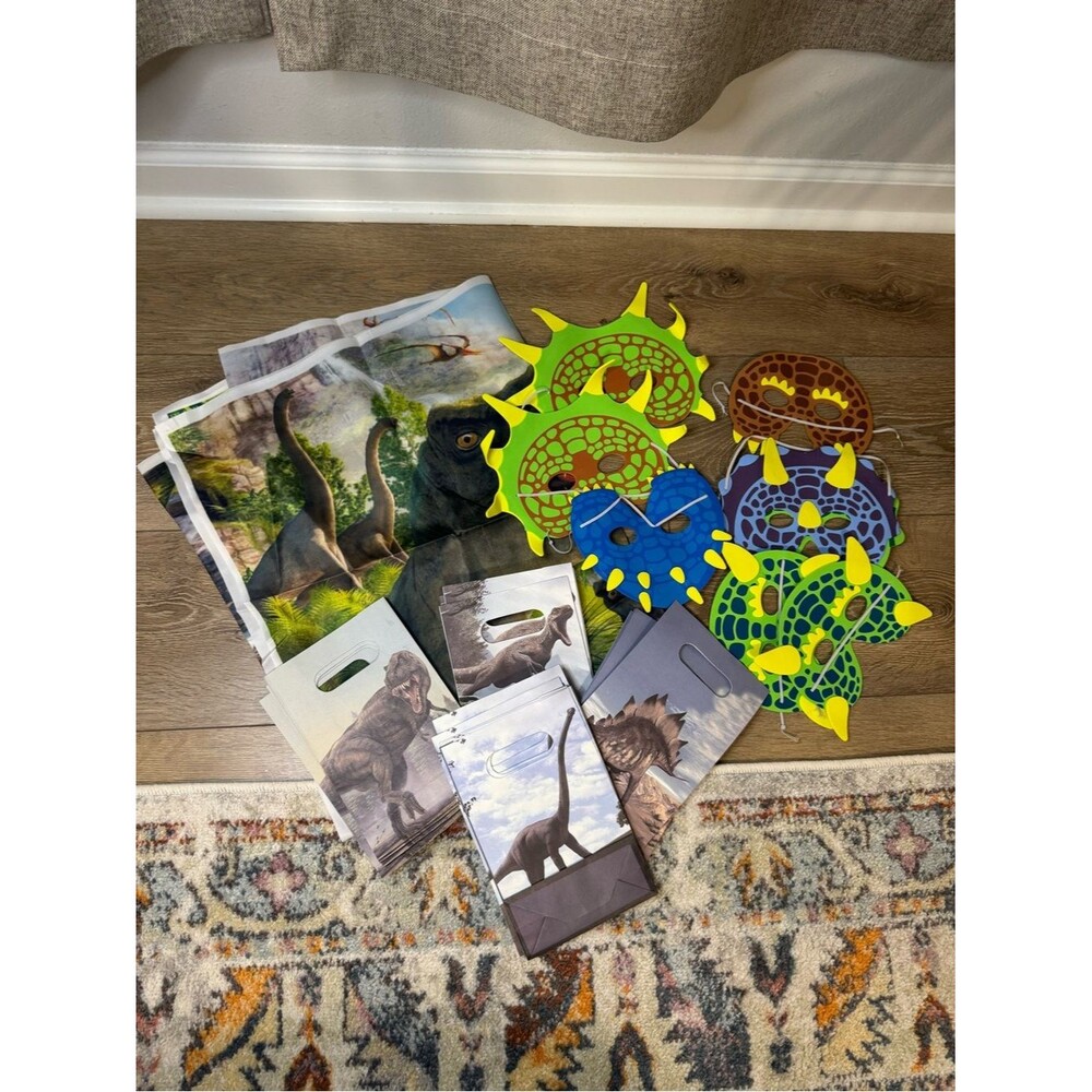Dinosaur back drop and party supplies